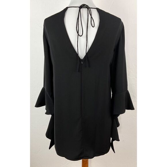 C/MEO Collective Black Spelout Flounce Long Sleeve Sheath Dress Small NWT - Picture 6 of 7